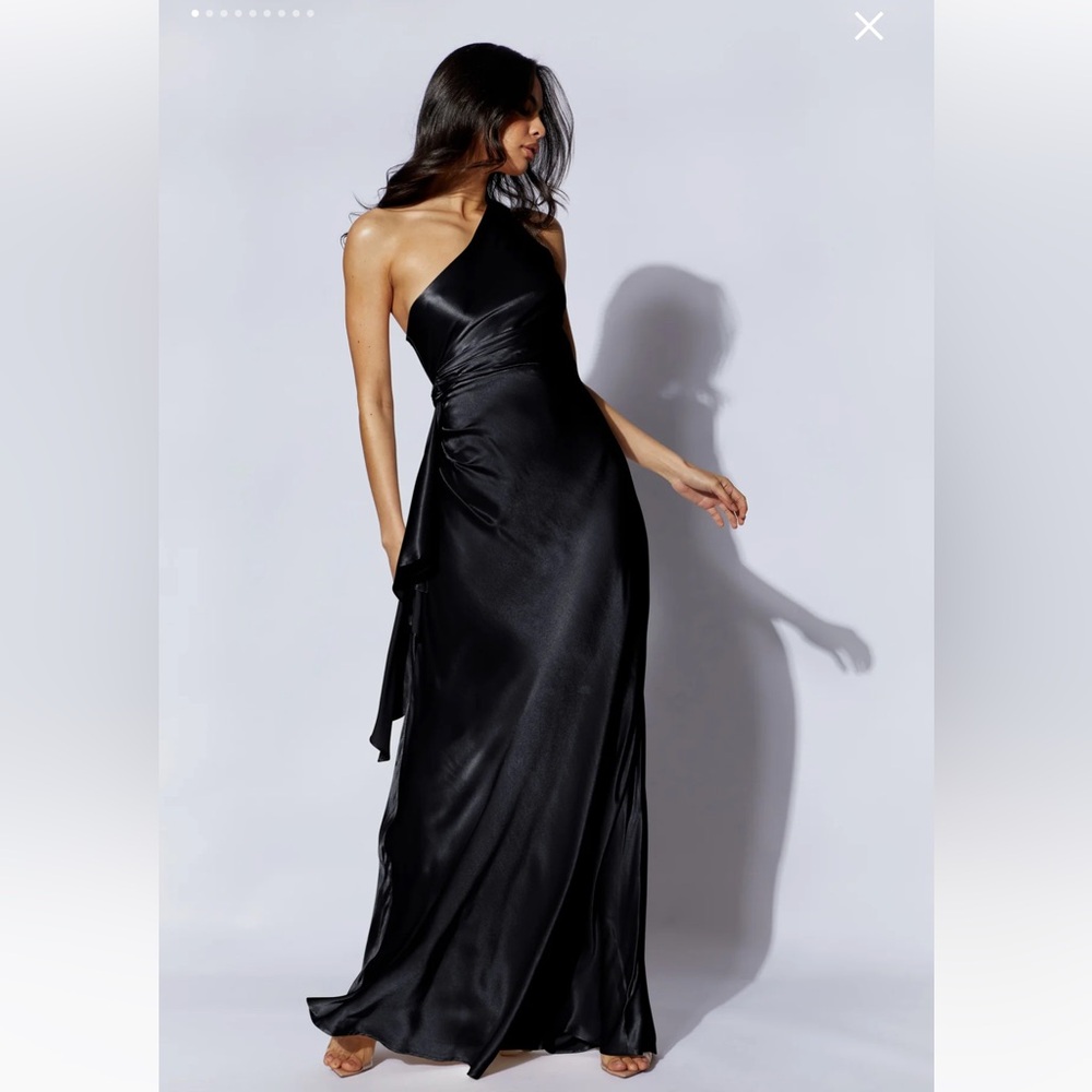 Meshki Calliope Dress in Black Satin